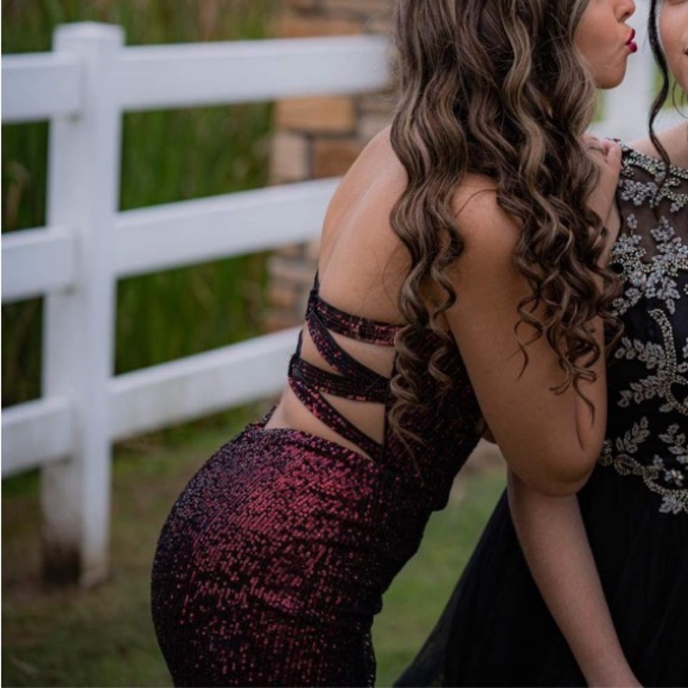 Sparkling Burgundy Strappy Dress